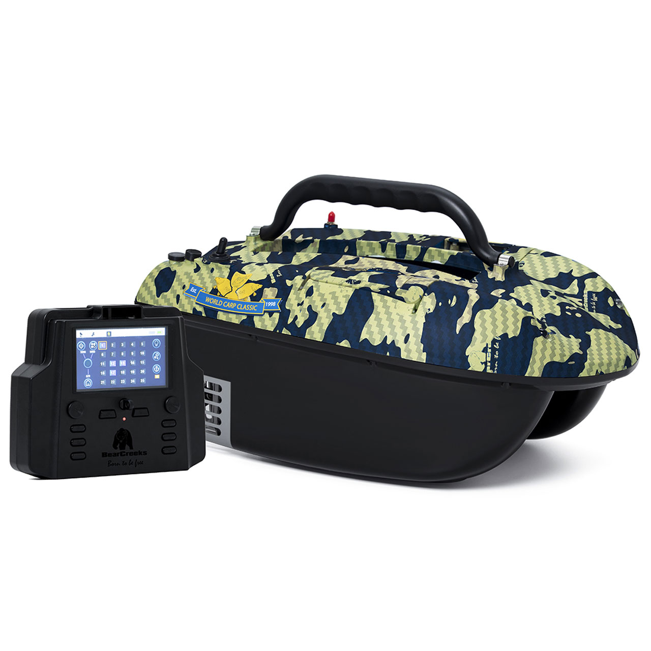 BearCreeks Barco cebo iPilot18 para la pesca de carpas con sistema de piloto automático GPS y sonda buscadora de peces opcional